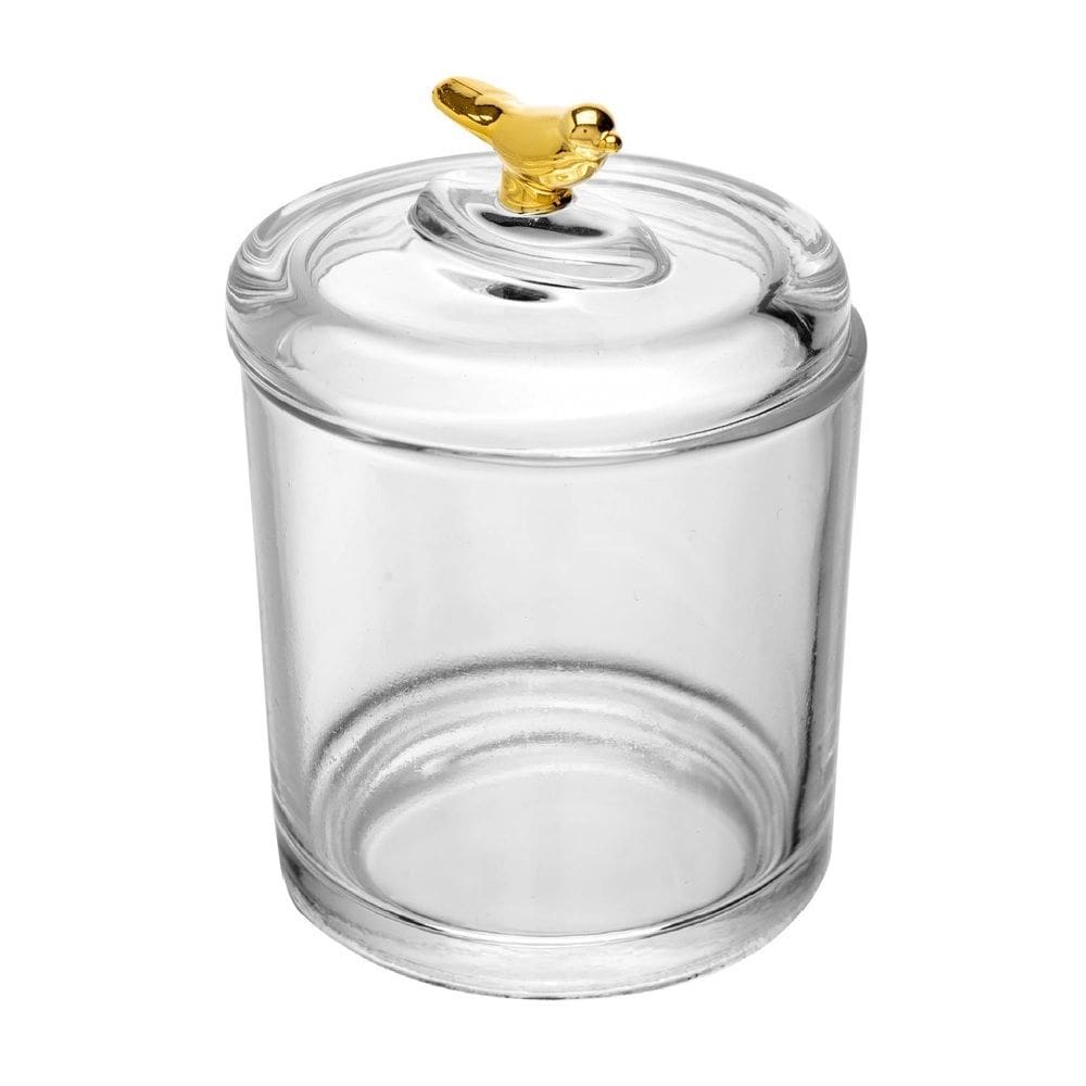 Pote de Cristal C/Tampa Golden Bird Transparente 14,5x10,5cm Wolff