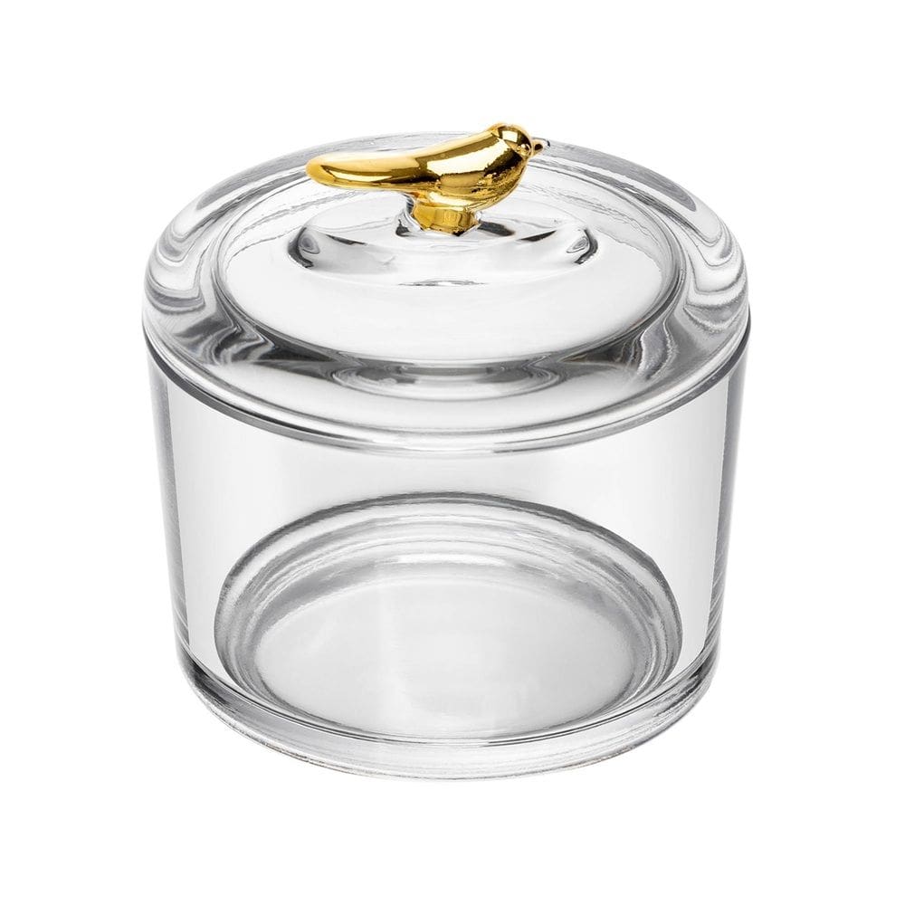 Pote de Cristal C/Tampa Golden Bird Transparente 8,5x7,5cm Wolff