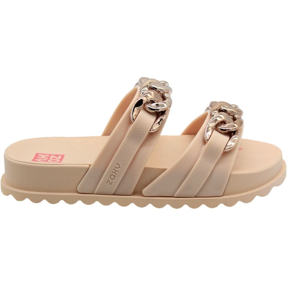 Tamanco Slide Zaxy On Tiras em Detalhes Corrente Menina