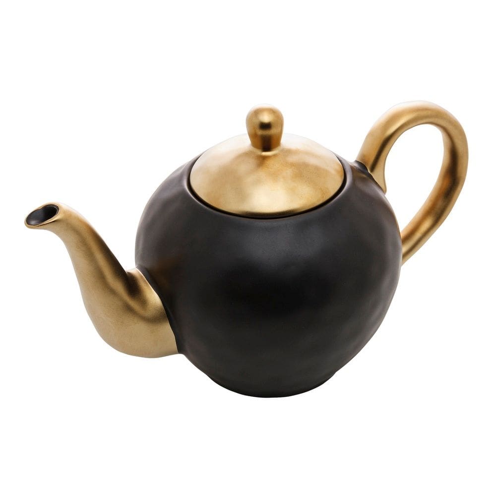 Bule Para Café/Chá de Porcelana Preto Fosco/Dourado Dubai 1 Litro Wolff