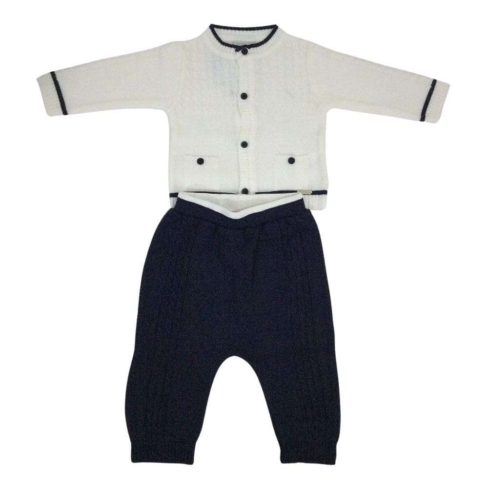 Conjunto bebê masc linha Noruega branco e azul marinho