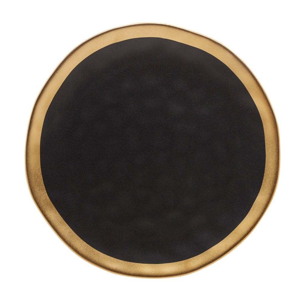 Prato Raso de Porcelana Preto Fosco/Dourado Dubai 25cm Wolff
