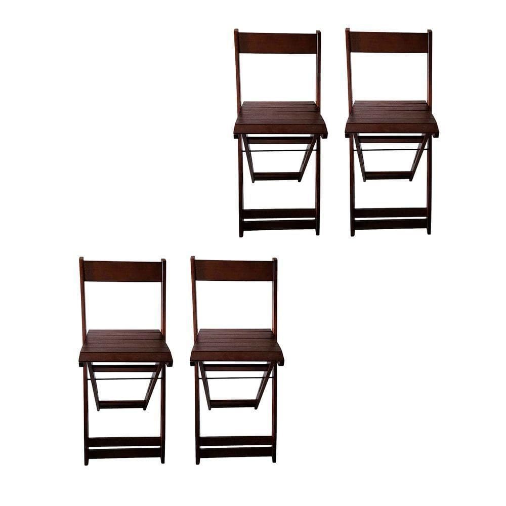 Conjunto Com 4 Banquetas Dobráveis Em Eucalipto Imbuia