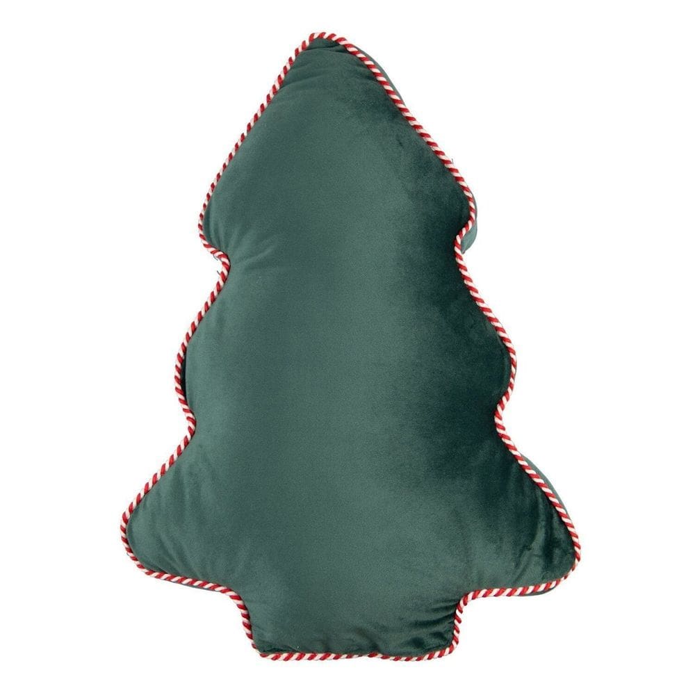 Almofada Veludo Árvore de Natal com Cordão de Bengala Doce 37x53cm Verde