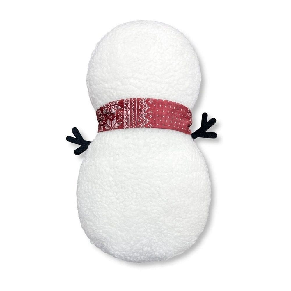 Almofada Natalina Boneco de Neve Floc com Bordado e Cachecol 30x46cm Natal Branco/Vermelho