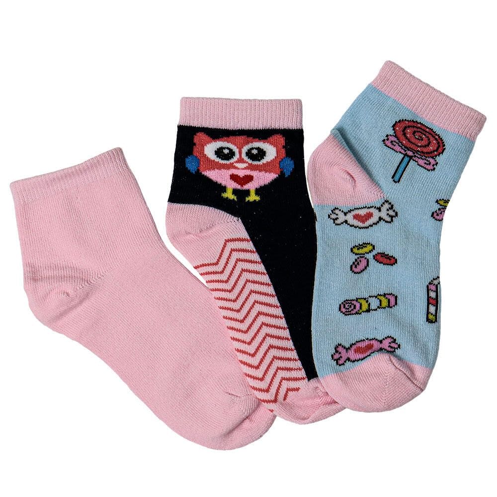 Kit Com 3 Pares De Meias Cano Curto Infantil Hoahi 21218