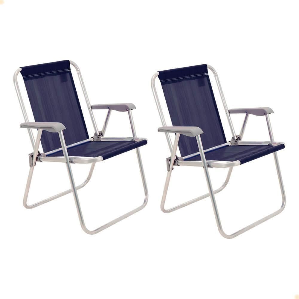 Kit 2 Cadeiras de Praia Tramontina Samoa Alta em Alumínio Azul 92900/006
