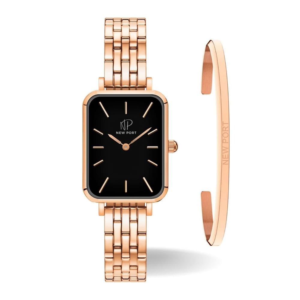 Relógio Feminino Elegante Rose Casual New Port + Bracelete