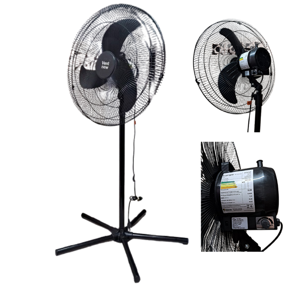 Ventilador de Coluna Vent New 60cm Bivolt 200w Gr Aço Preto