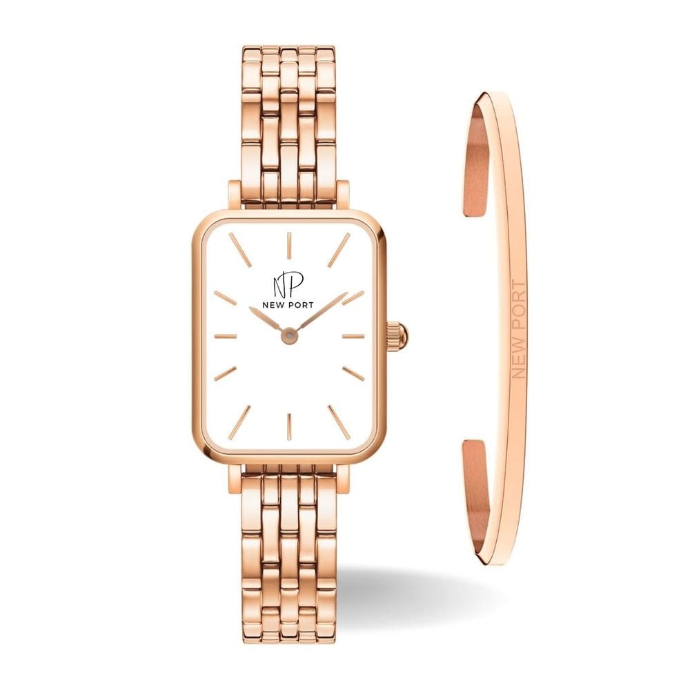 Relógio Feminino Quadrado Analógico Elegante + Bracelete