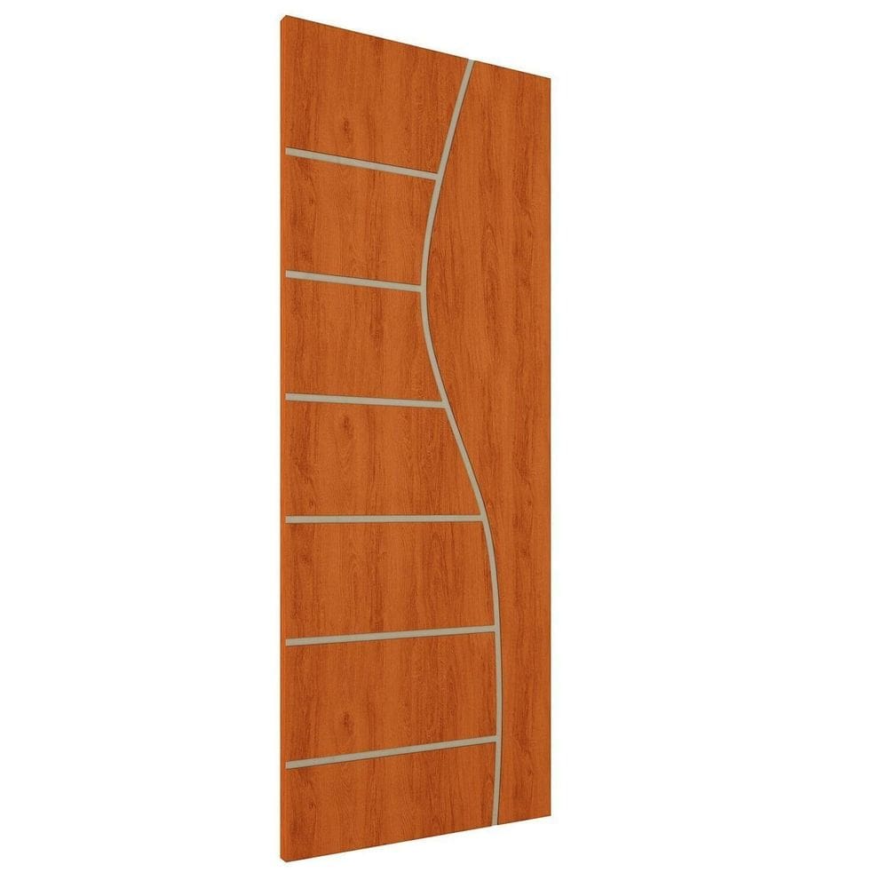 Folha de Porta de Madeira Frisada 210x60 Espessura 3,5cm Valuchi Mogno