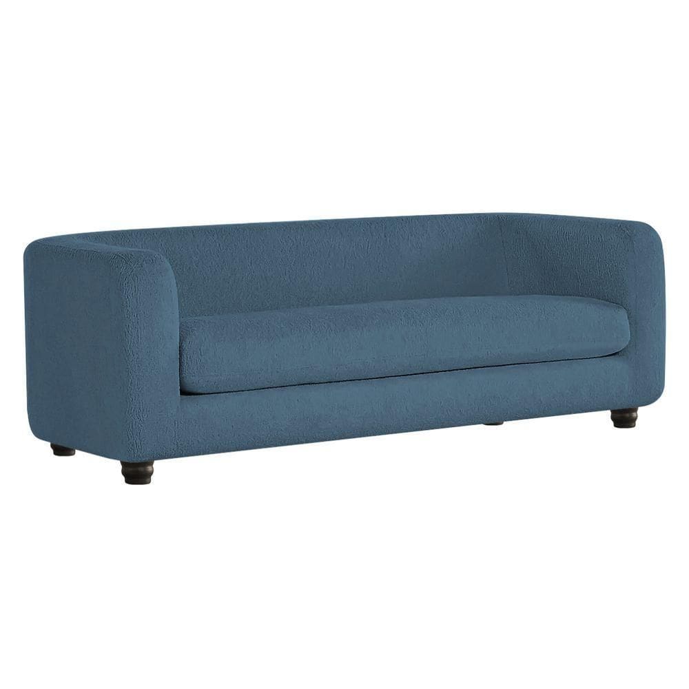 Sofá 3 Lugares Luxo Recepção Escritorio Sala Veneza 200cm Linho - Doce Sonho Móveis Azul Royal