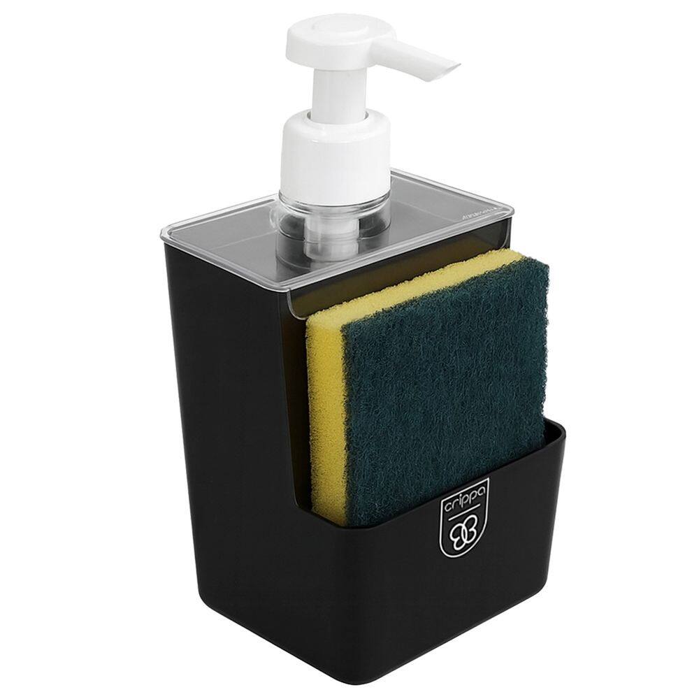 Dispenser Porta Detergente Esponja 500ml Cozinha Preto - Pop 403156 Crippa