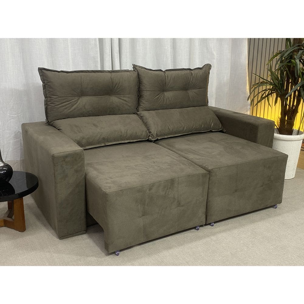 Sofá Retrátil Reclinável 1,80 m Marrom 603 Lia