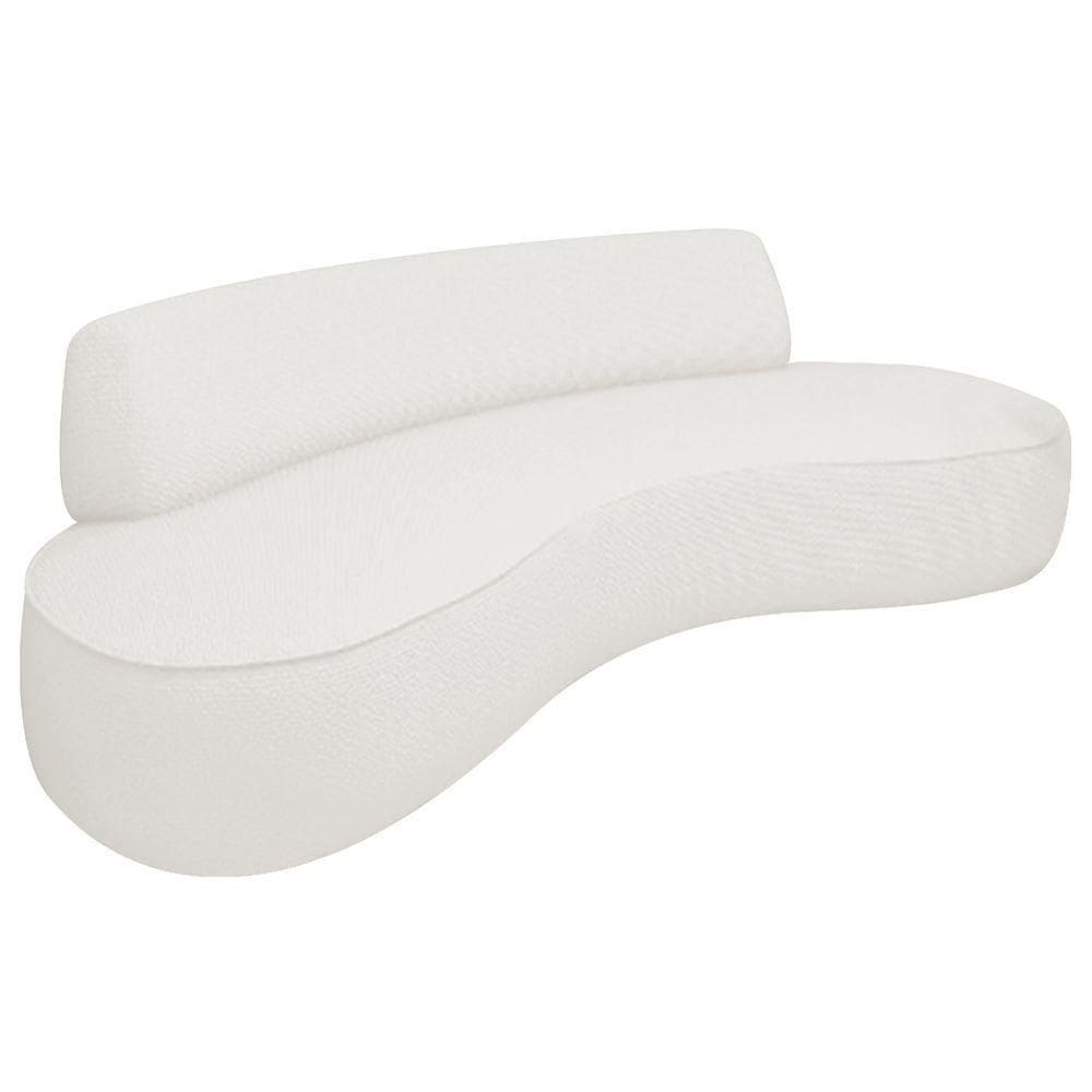 Sofá Curvo 3 Lugares Amsterdã 180cm Bouclé Branco