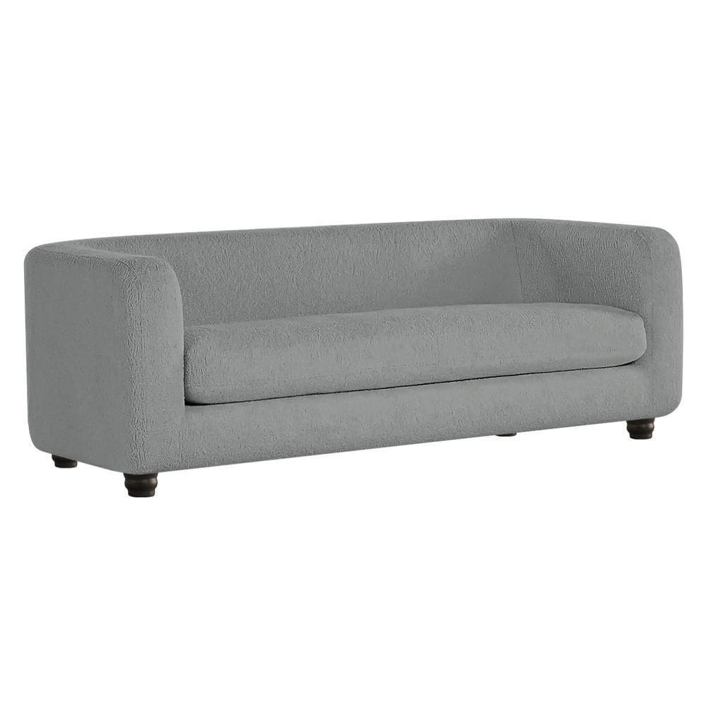Sofá 3 Lugares Luxo Recepção Escritorio Sala Veneza 180cm Bouclé - Doce Sonho Móveis Cinza