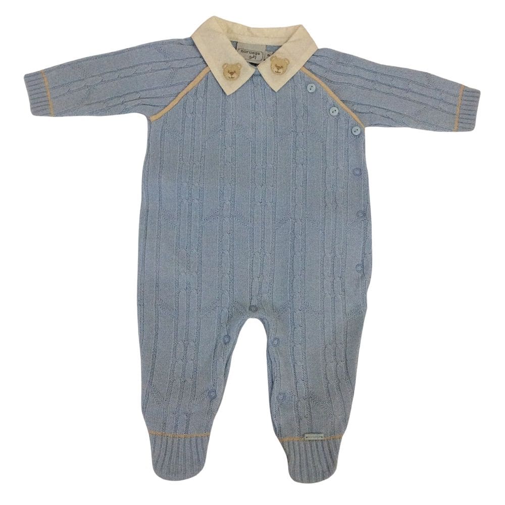 Macacão Longo masc linha Noruega azul e cru gola urso