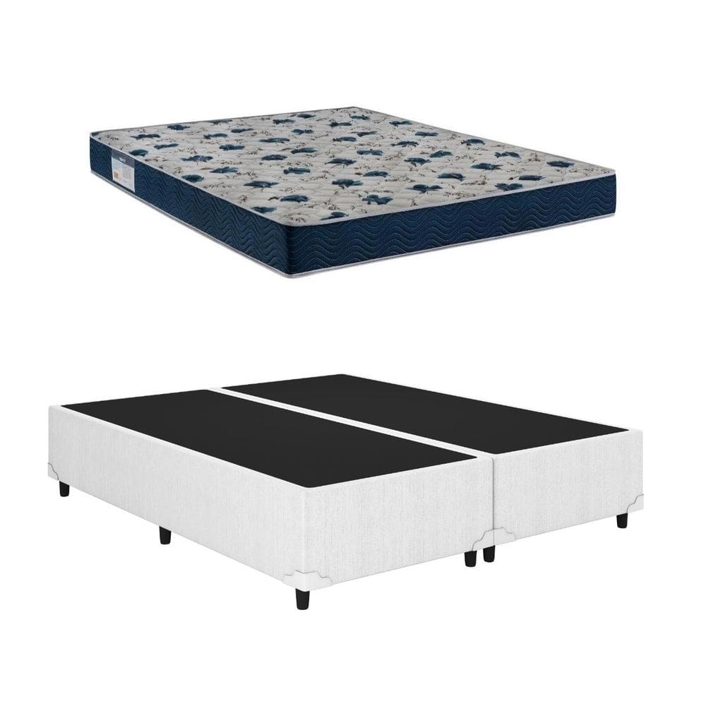 Cama Base Box Casal Bipartido Branco Colchão ISO 60 D28 - Ortobom