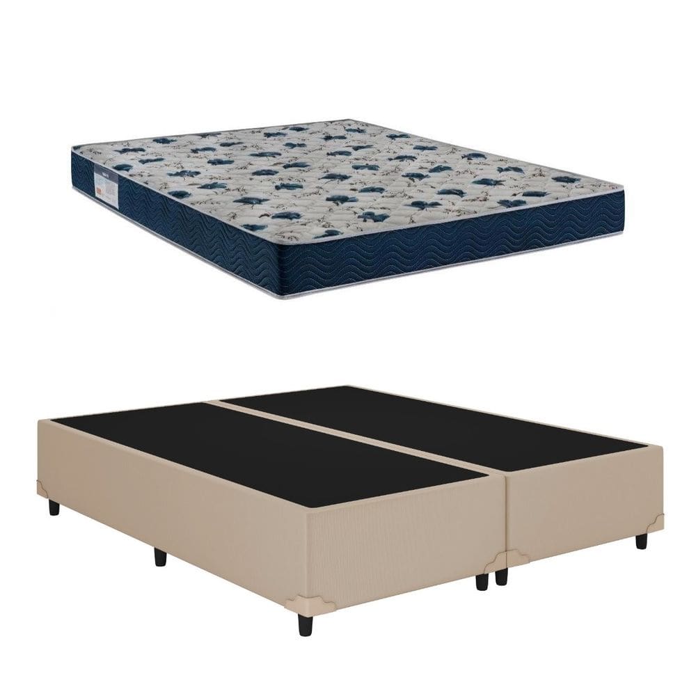 Cama Base Box Casal Bipartido Bege Colchão ISO 60 D28 - Ortobom