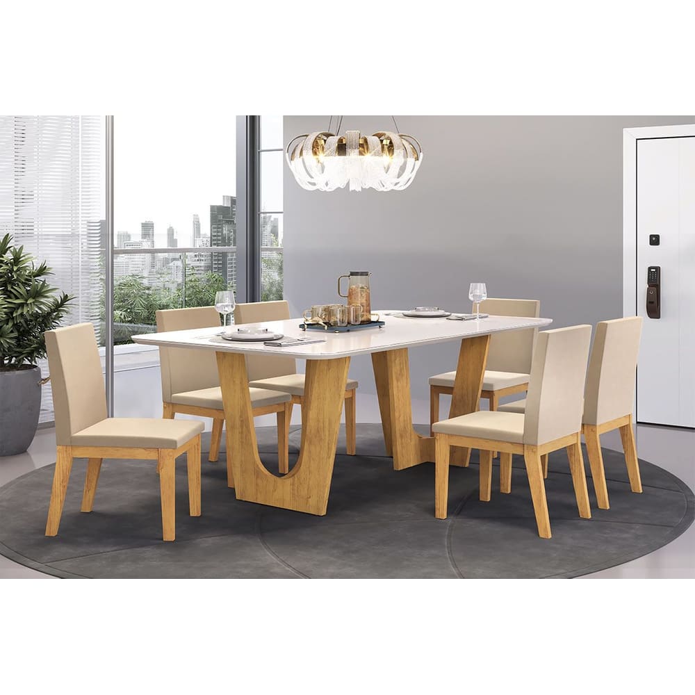 Mesa Nala - Tampo Chanf. Curvo Mad/Vd 1700X900x30 Cedro/Off White - Dj