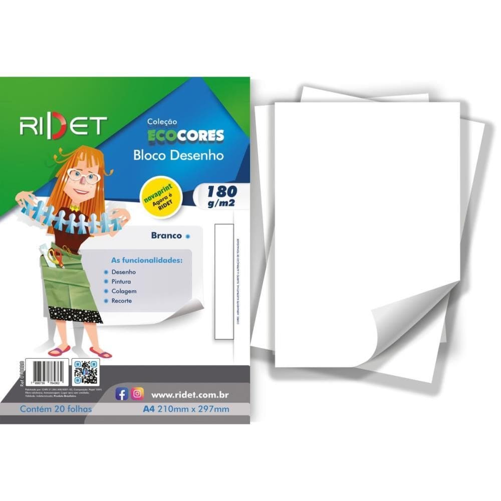 Bloco p/Educação Artística Desenho Branco A3 180g. 20fls