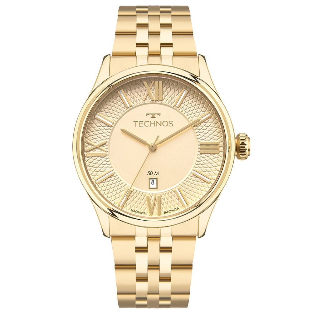 Relógio TECHNOS masculino analógico quatz dourado 2115UAV/1X