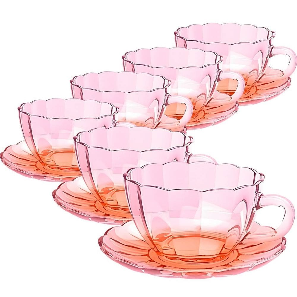 Jogo de xícaras de vidro para café Peach Degradê 90 ml - 12 peças