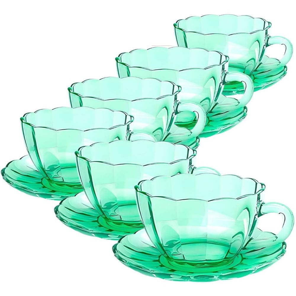 Jogo de xícaras de vidro para café Peach verde 90 ml - 12 peças