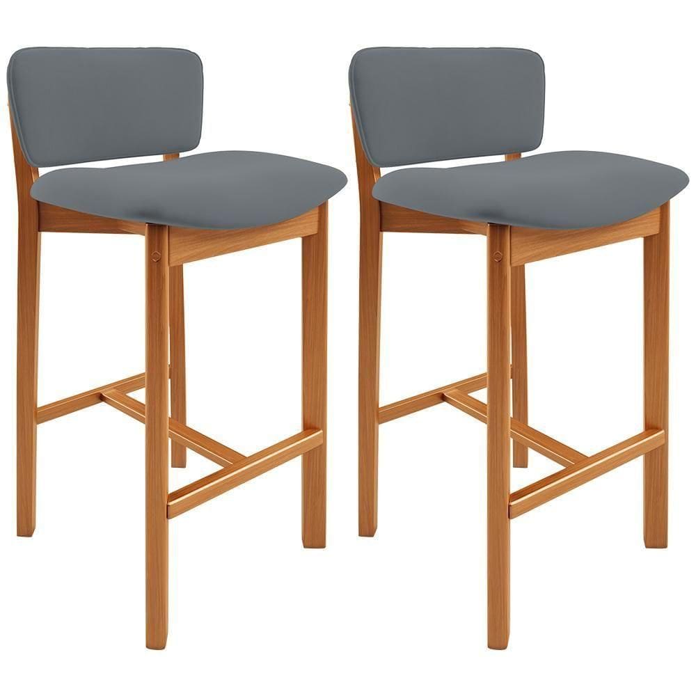 Kit 02 Banquetas Alta Para Cozinha Sala De Jantar Bar Dara L02 Suede Cinza - Lyam Decor