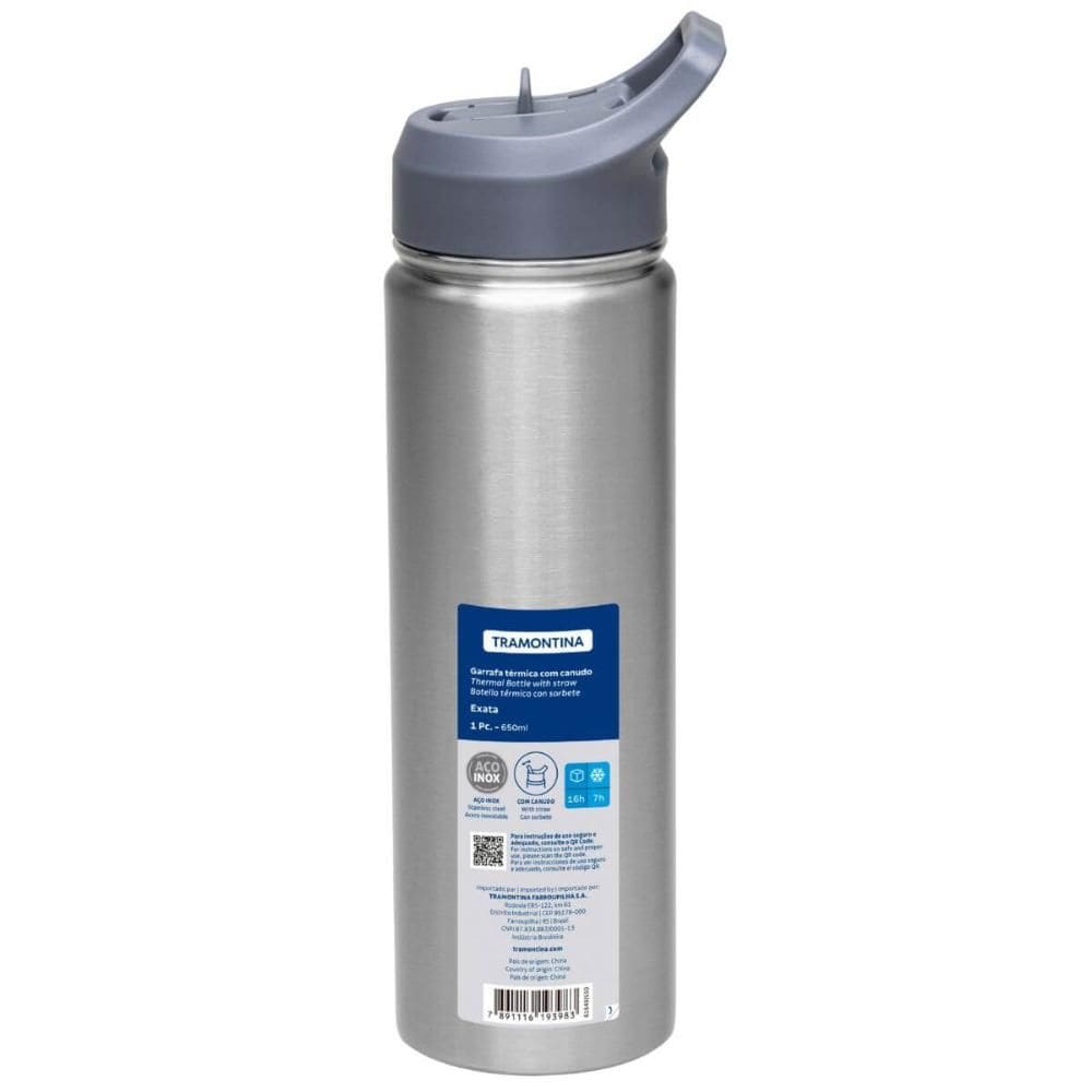 Squeeze Garrafa Térmica Tramontina 650ml Inox com Canudo