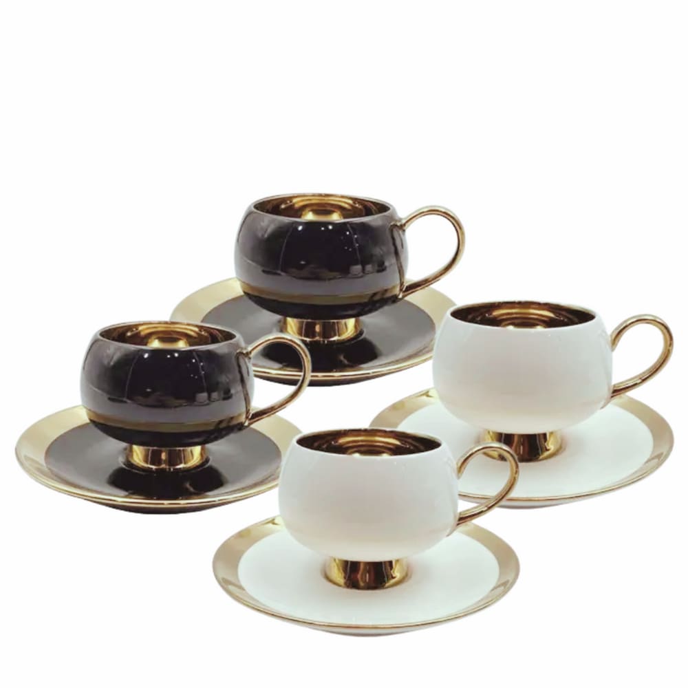 Jogo Xícaras para Chá Thari 4un 200ml Borda Dourada L`Hermitage
