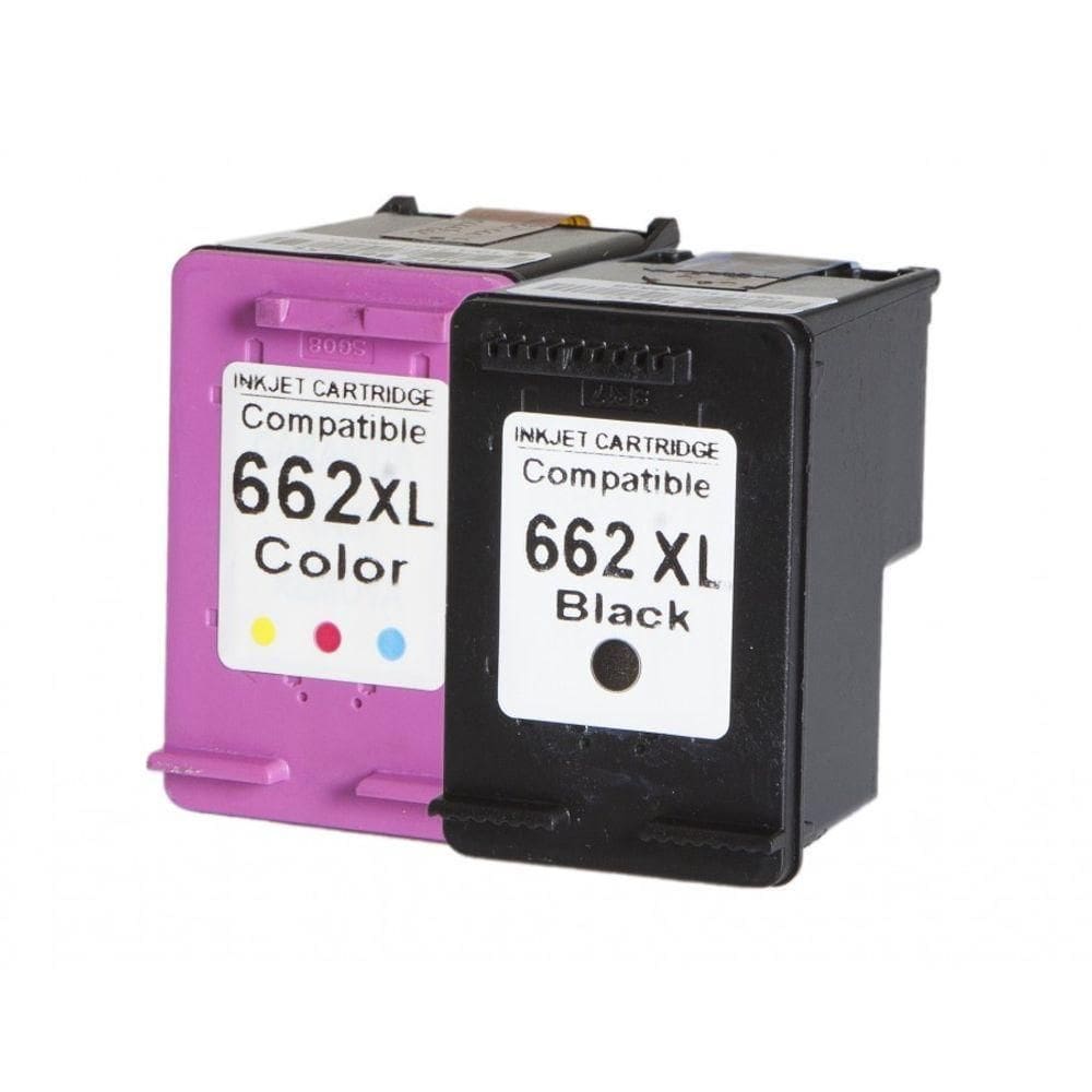 Kit 2 Cart Compativel 662 Xl Preto 25 Ml 662x Color 21 Ml