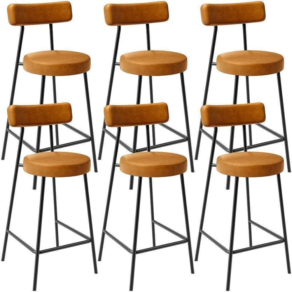 Kit 06 Banquetas Baixa Para Cozinha Sala De Jantar Bancada Milão L02 Couríssimo Whisky -LyamDecor