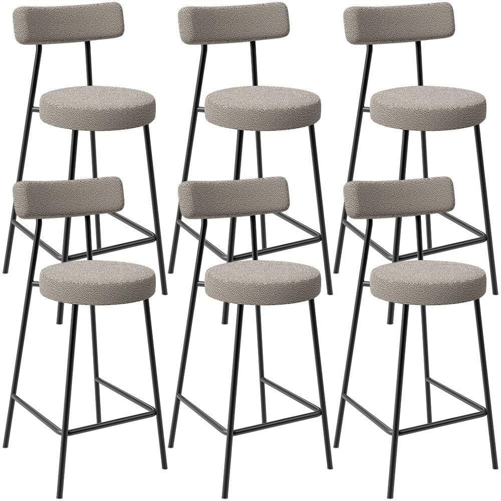 Kit 06 Banquetas Baixa Para Cozinha Sala De Jantar Bar Bancada Milão L02 Bouclê Creme -LyamDecor
