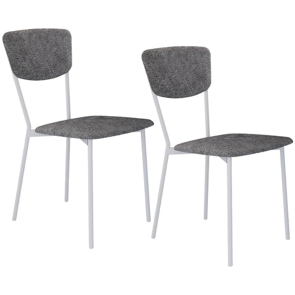 Kit 02 Cadeira Para Sala De Jantar Village Branco C01 Linho Prata - Lyam Decor