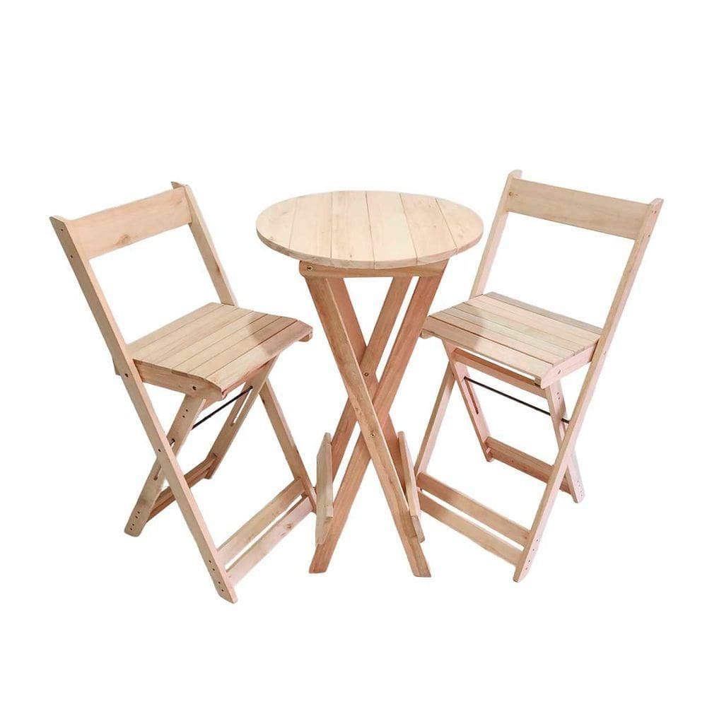 Bistro Com 2 Banquetas Para Bar Dobrável De Madeira Ismalu Natural
