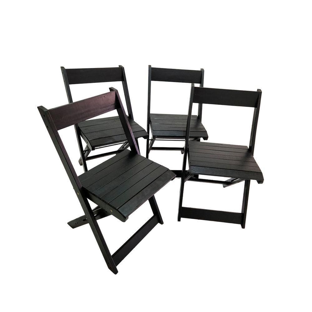 Conjunto 4 Banquetas Dobráveis Para Bistro E Balcão Em Madeira Preto