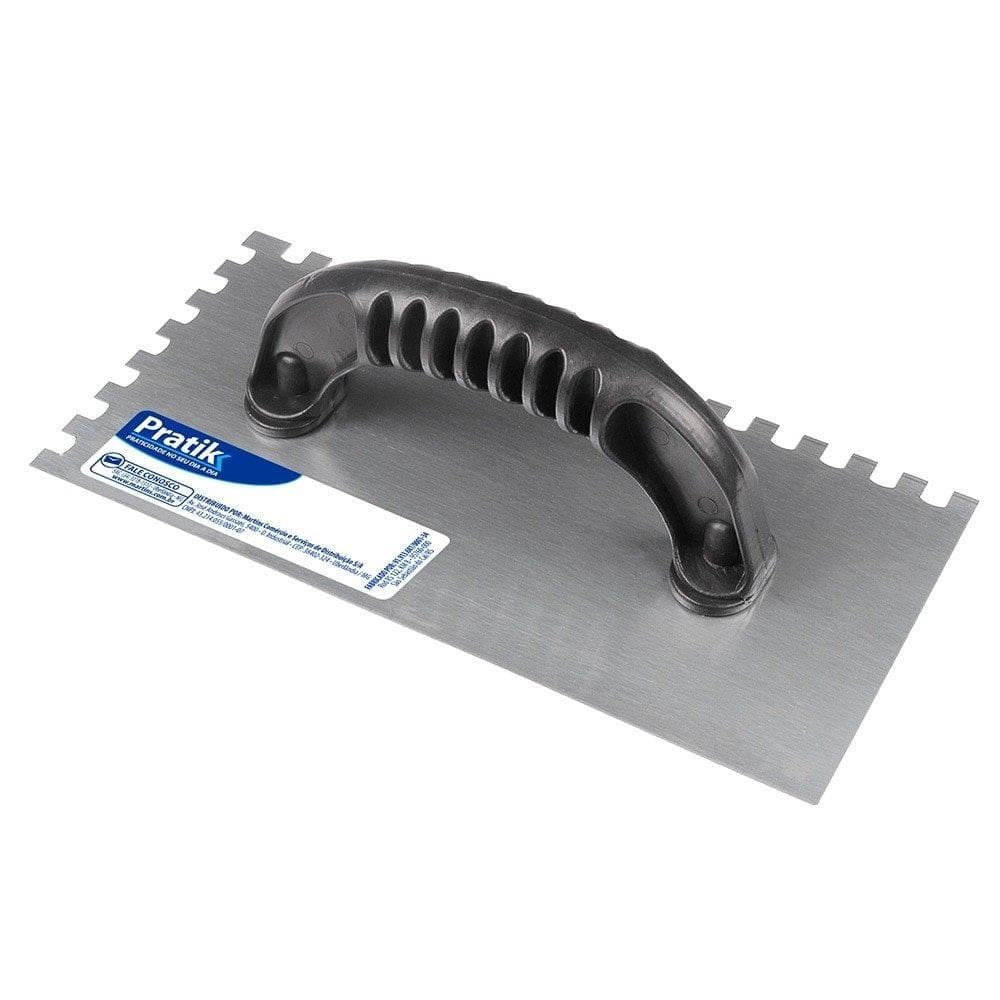 Desempenadeira Aço Dentada Pratik25,5X12cm Cabo Plástico
