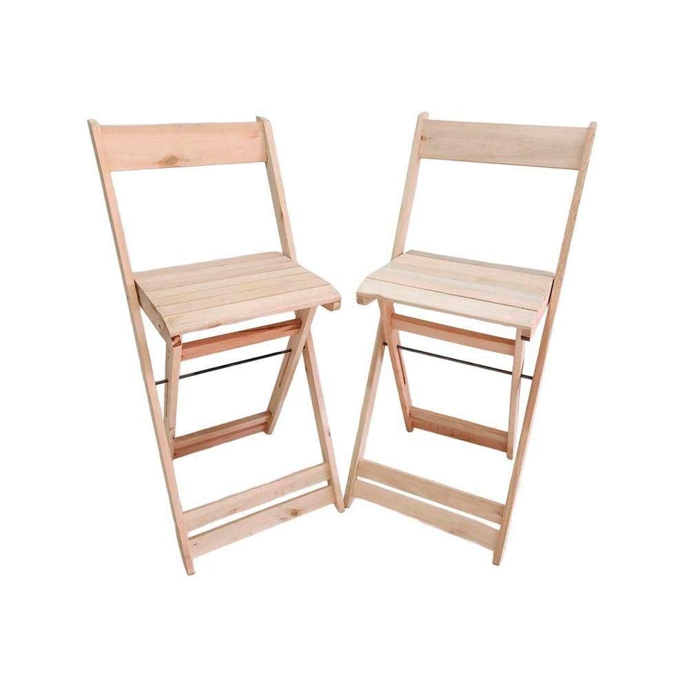 Conjunto 2 Banquetas Dobráveis Bistro E Balcão Em Madeira Natural