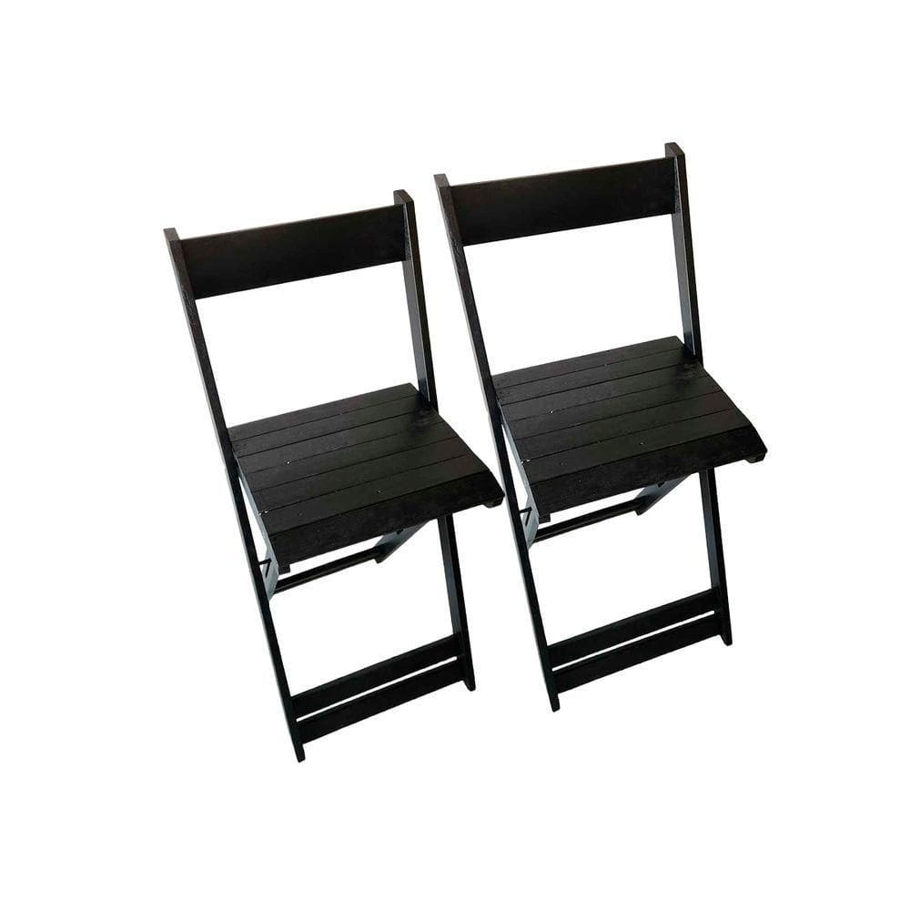 Conjunto 2 Banquetas Dobráveis Bistro E Balcão Em Madeira Preto