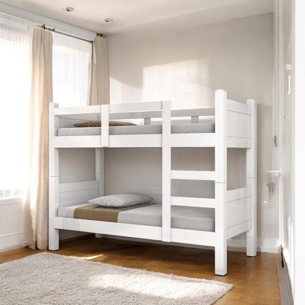 Beliche com Proteção Solteiro Porto Branca com 02 Colchões