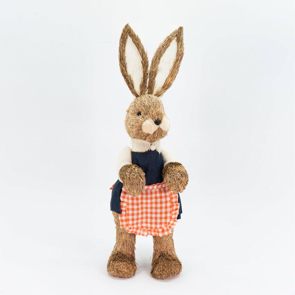 Coelha De Páscoa Decoração em Palha Coelhinha Cozinheira 60cm
