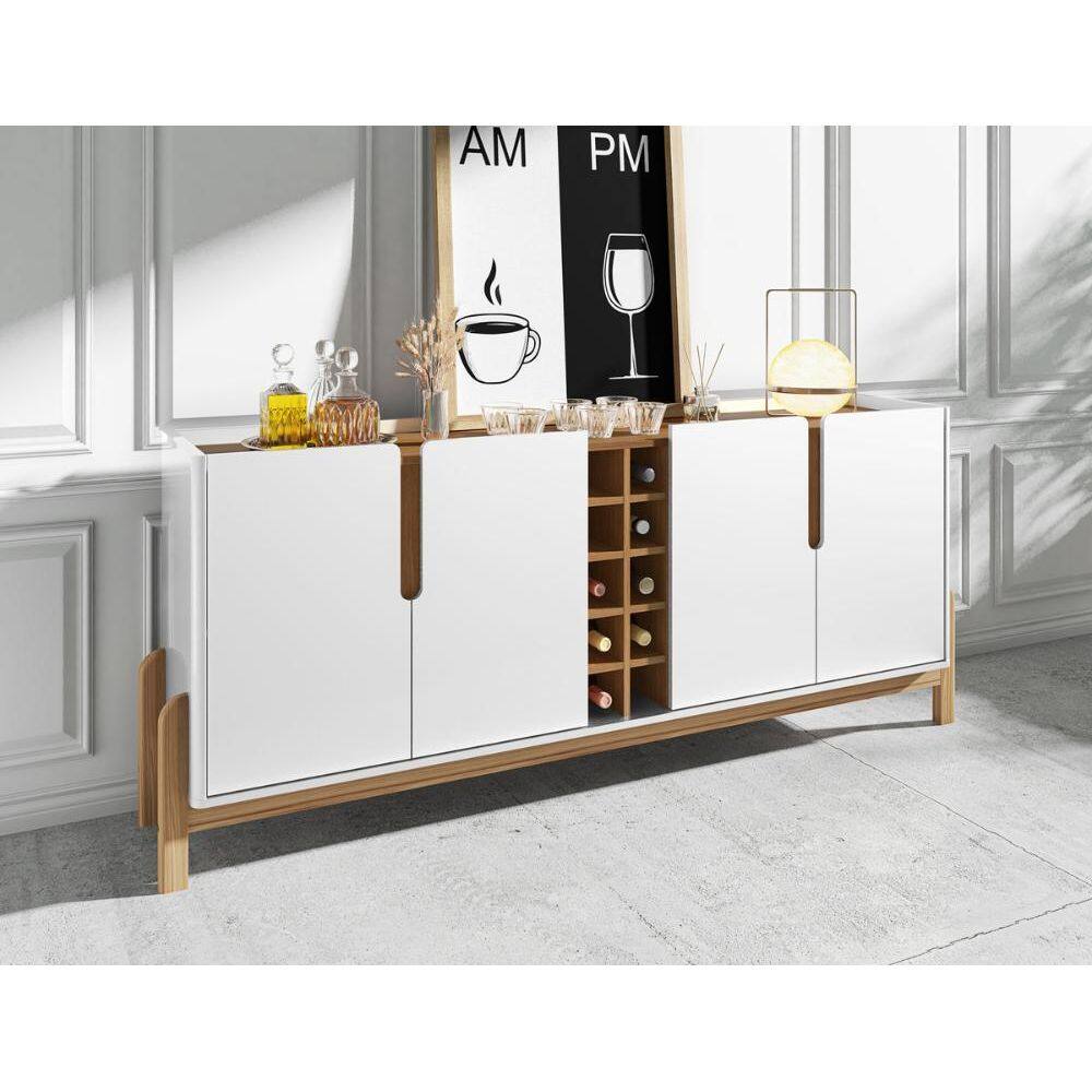 Buffet 4 Portas c/ Prateleiras Lizz 1,90 Branco/Cedro