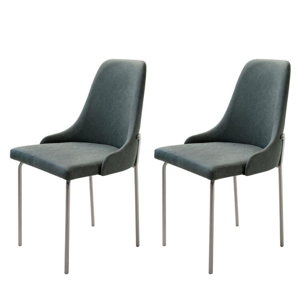 Conjunto Com 2 Cadeiras Metal Vicenza Moderna Mobilia Jade Prata