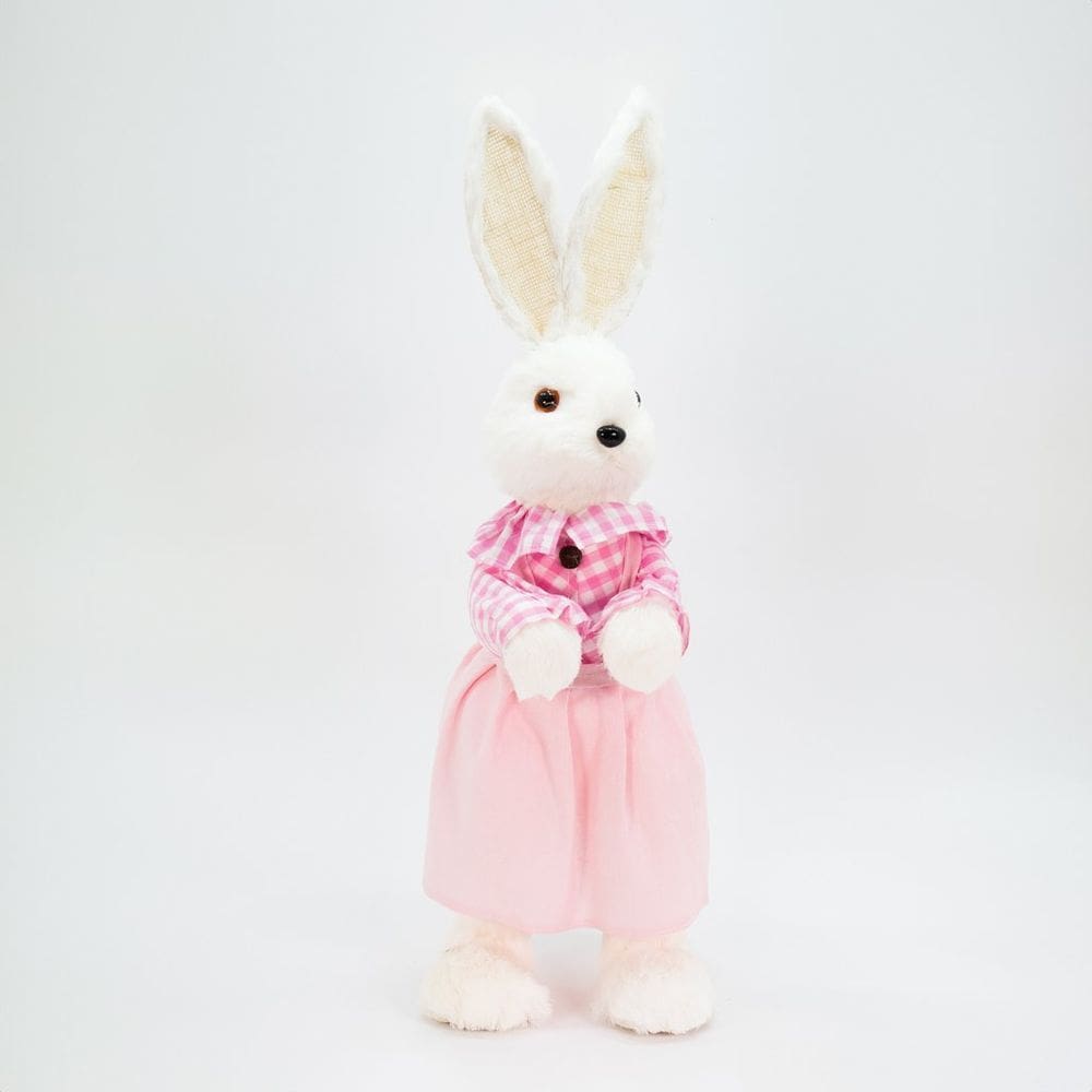 Coelha De Páscoa Decoração Enfeite Coelhinha Vestido Rosa 60cm