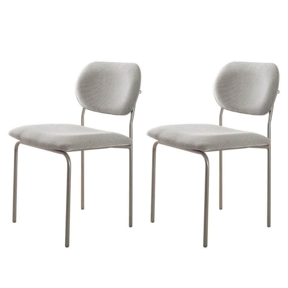 Conjunto Com 2 Cadeiras Metal Marchezine Moderna Mobilia Luna Prata