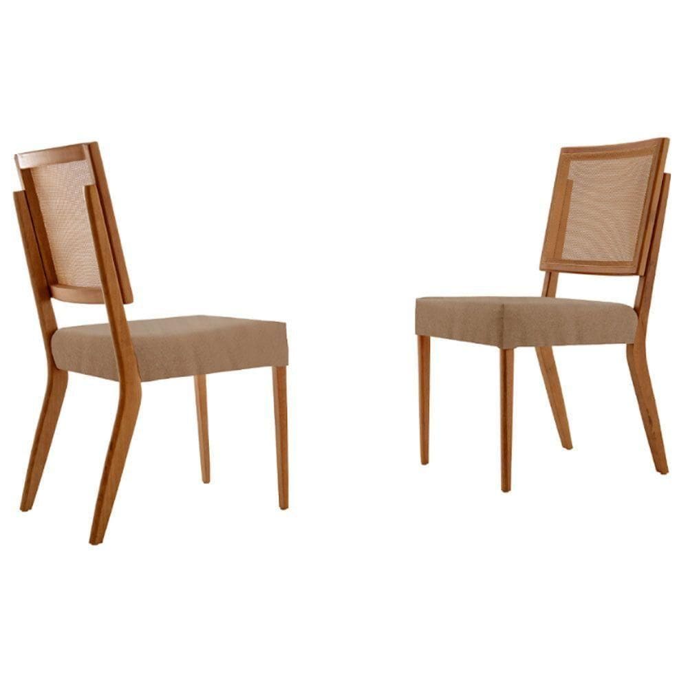 Conjunto Com 2 Cadeiras Aila Moderna Mobília Linho Palha/cinam.imbuia