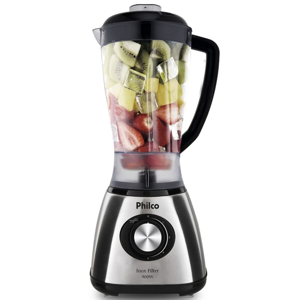 Liquidificador 900W Philco 4 Velocidades 2.4L Inox Preto 220V