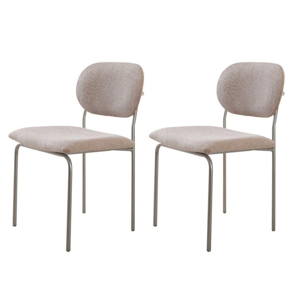 Conjunto Com 2 Cadeiras Metal Marchezine Moderna Mobilia Brisa Prata