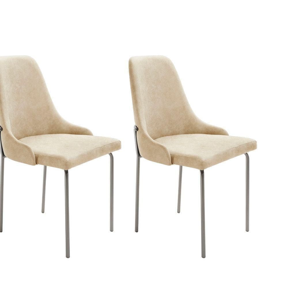 Conjunto Com 2 Cadeiras Metal Vicenza Moderna Mobilia Milano Prata